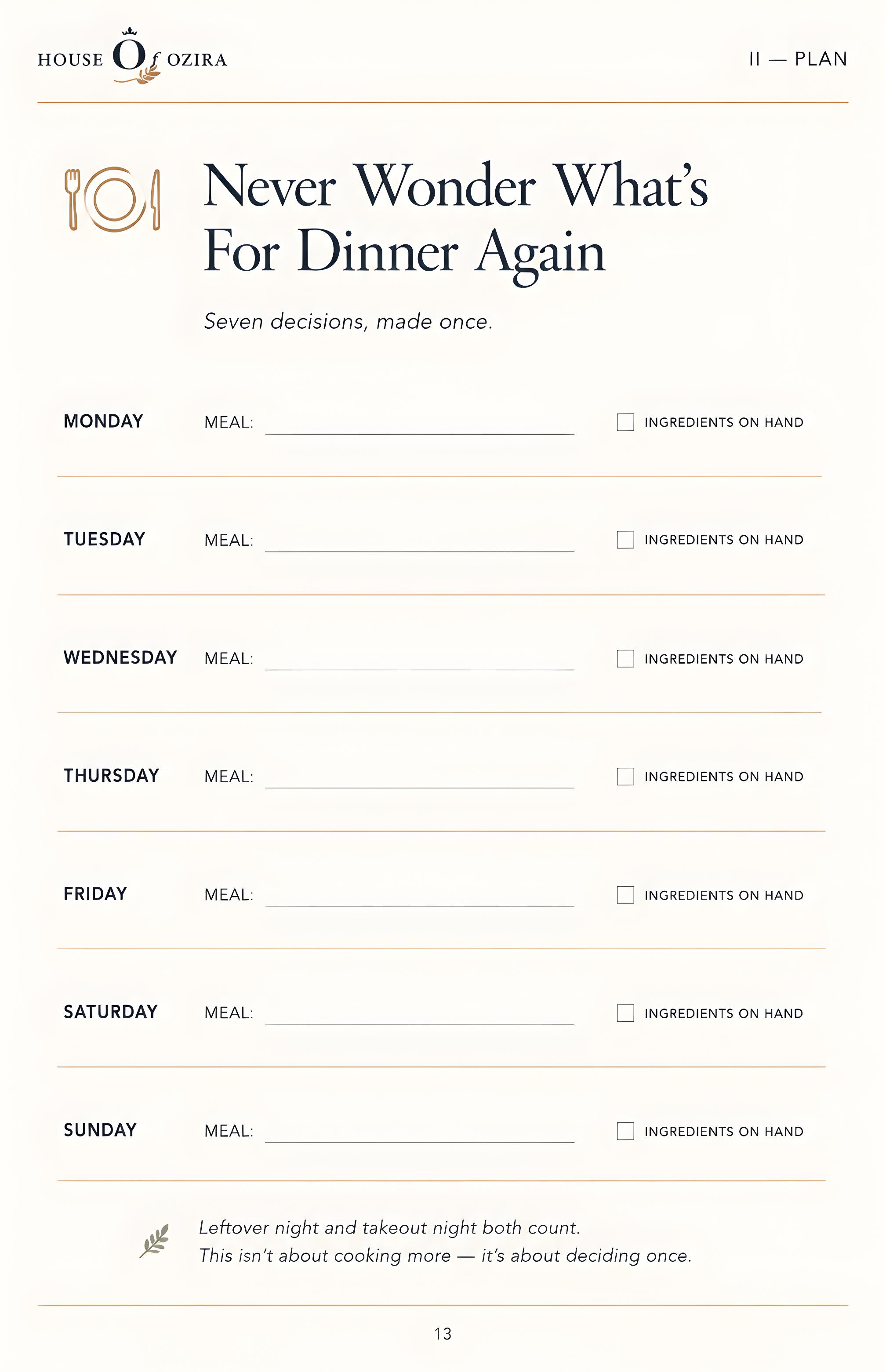 Mom's Reset meal planner and grocery list