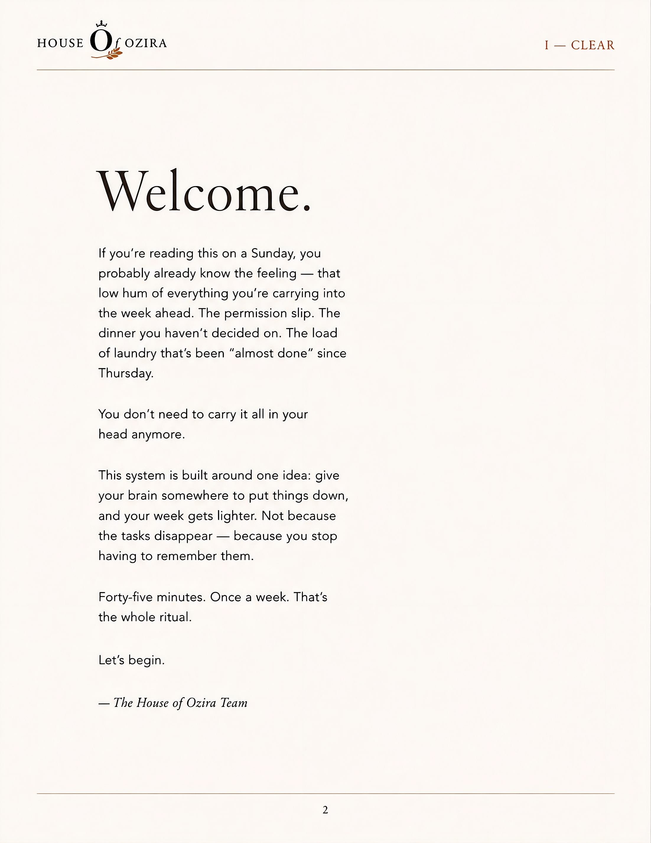 Mom's Reset Welcome page - The Complete Sunday Reset System