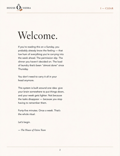 Mom's Reset Welcome page - The Complete Sunday Reset System