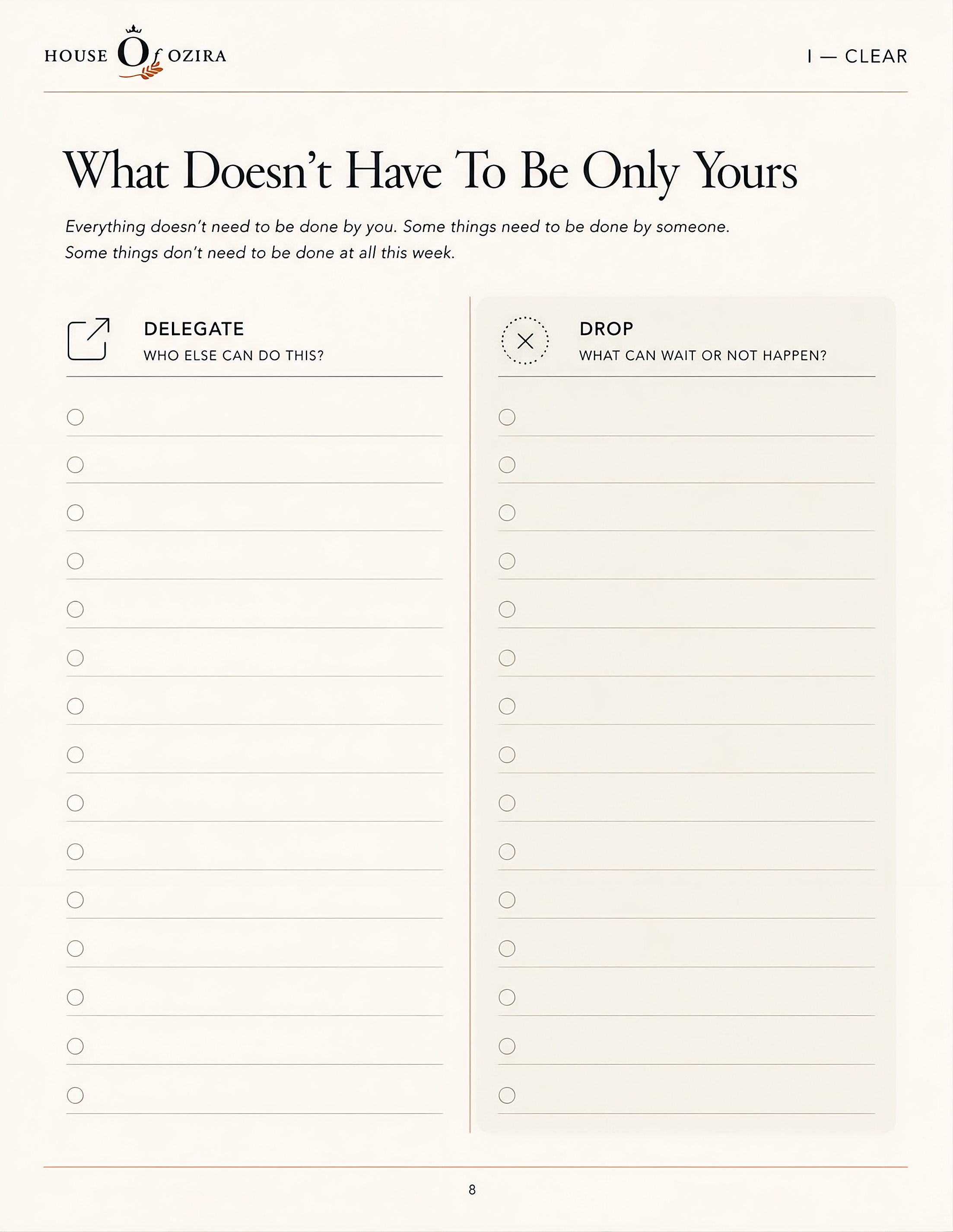 Mom's Reset brain dump page