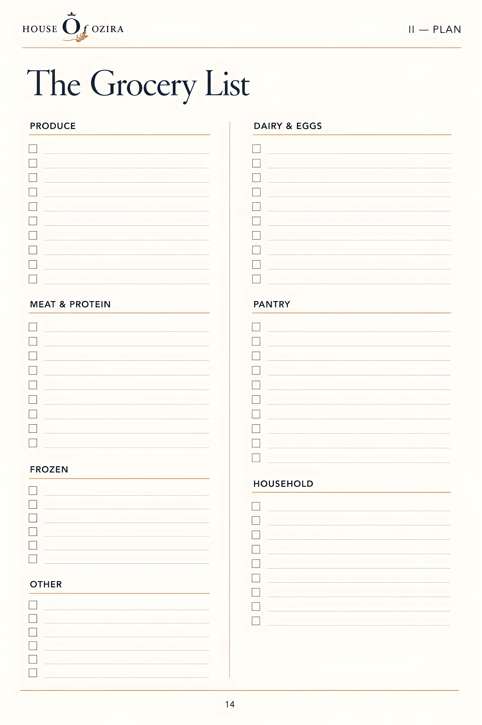 Mom's Reset grocery planning page